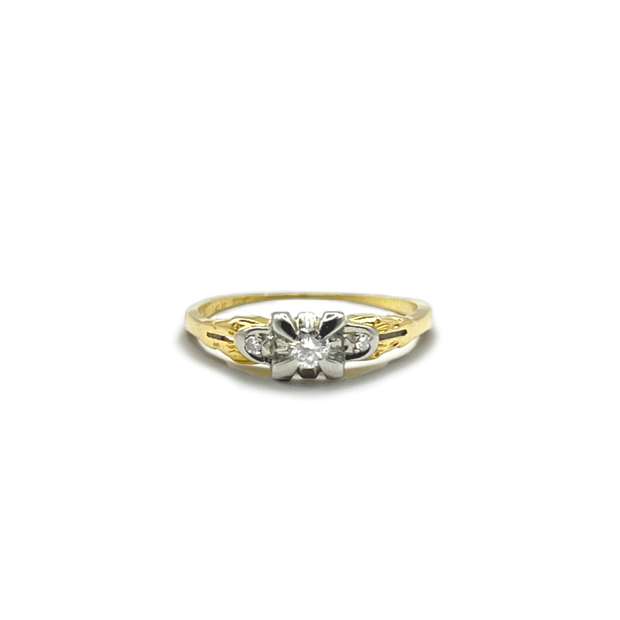 Vintage Diamond 3 Stone Ring - 14k Yellow Gold - Sz. 5.5