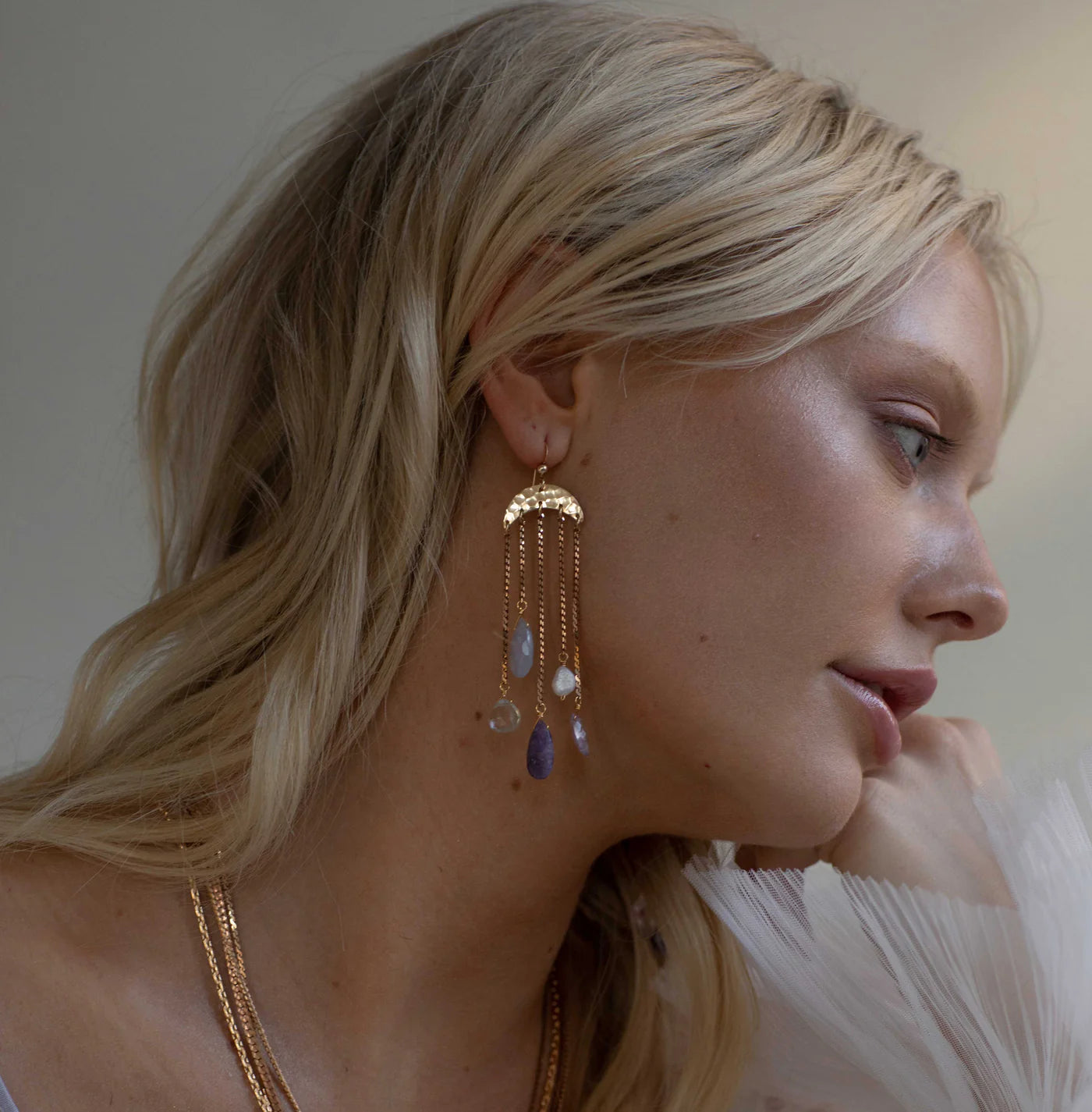 Umbrella Earrings - Lepidolite