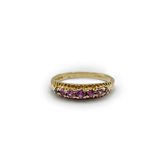Vintage Rubelite + 9ct. Yellow Gold Ring - Sz. 6.25