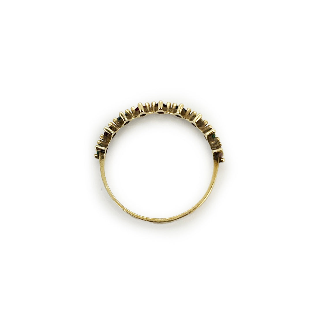 Vintage Rainbow Zirconia + 9ct Yellow Gold Ring - Sz. 8