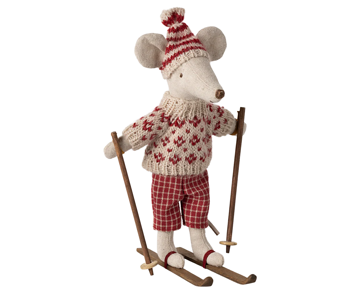 Winter Mum Mouse with Ski Set - Red