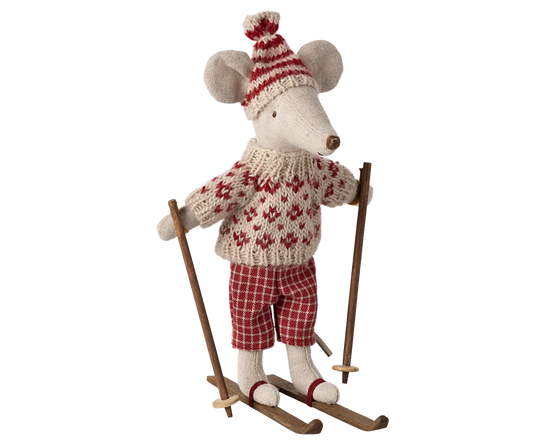 Winter Mum Mouse with Ski Set - Red