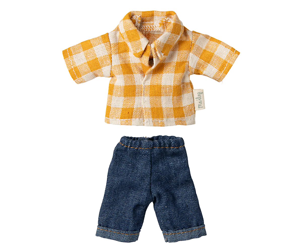 Yellow Checked Shirt and Pants Outfit - Dad Mouse