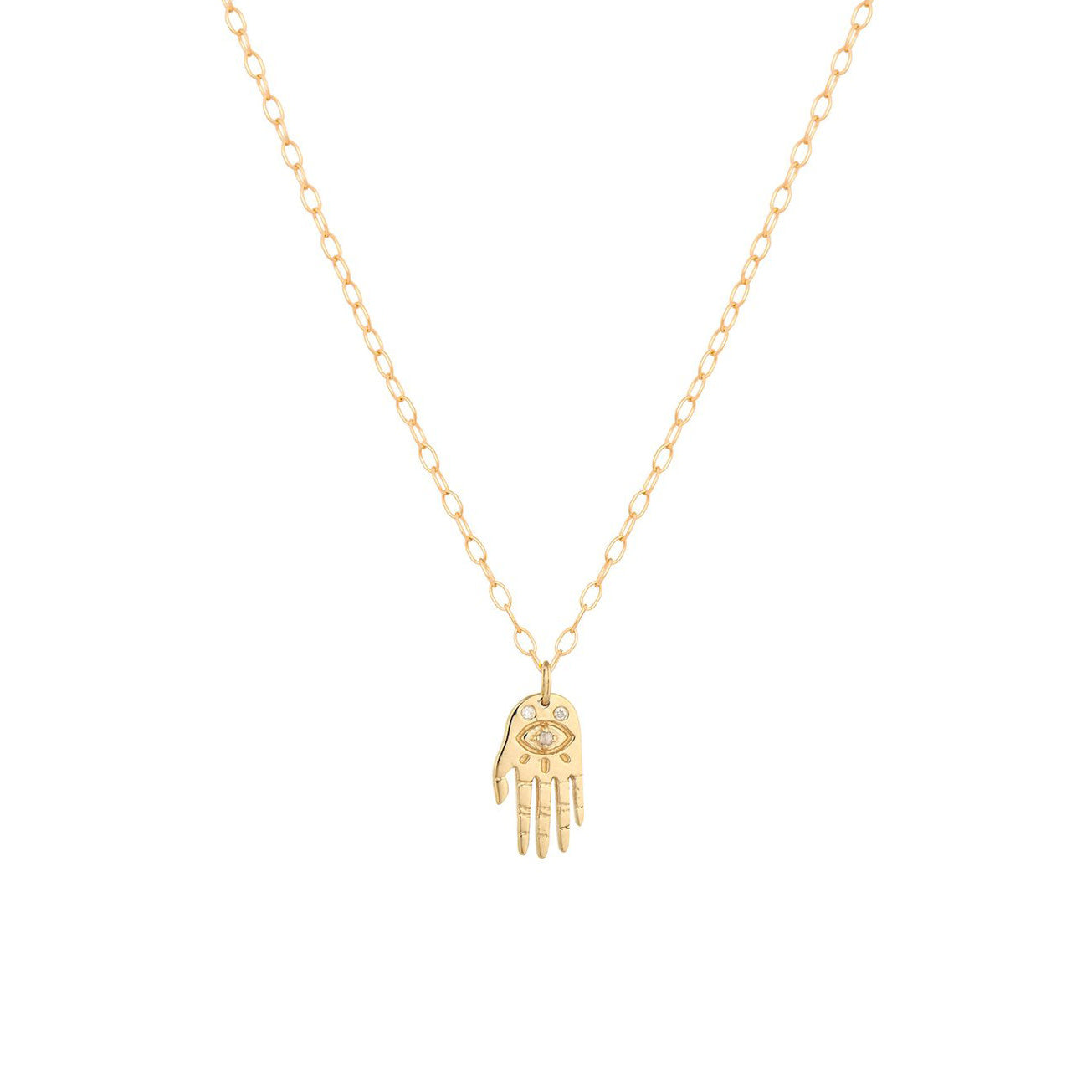 Mini Dharma's Protection Diamond Hand (Hamsa) Necklace