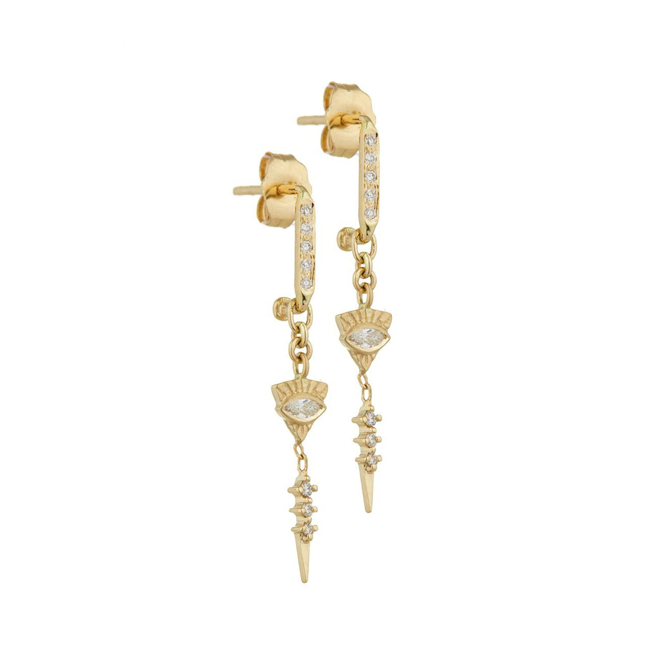 Totem Dangling Sapphire Eye Spike Earrings