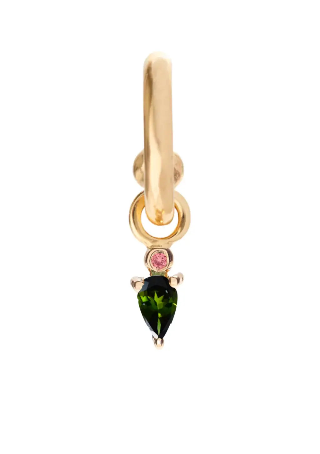 Droplet Charm - Green Tourmaline + Peach Sapphire