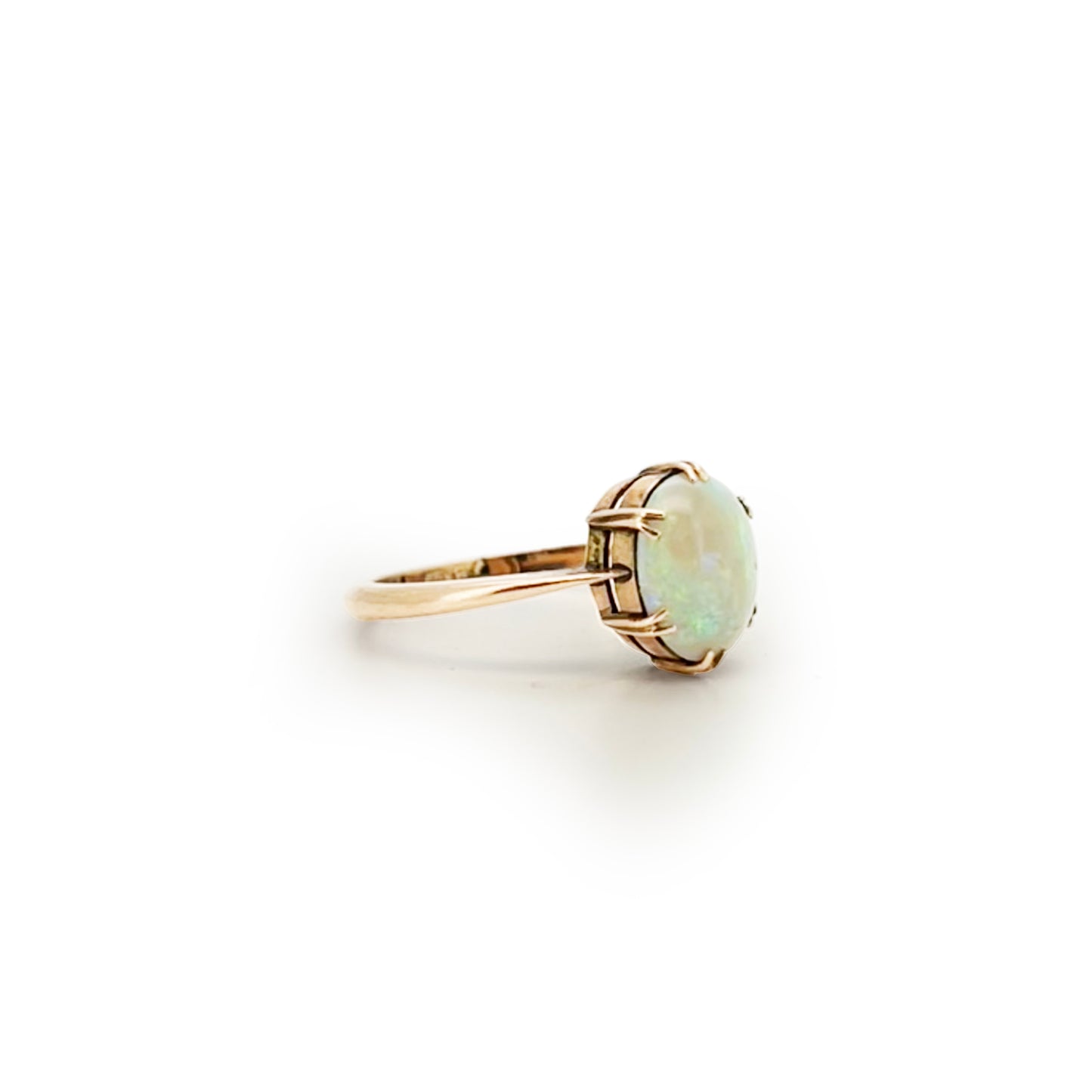 Vintage Opal Cabochon + 9ct Rose Gold Ring - Sz. 7