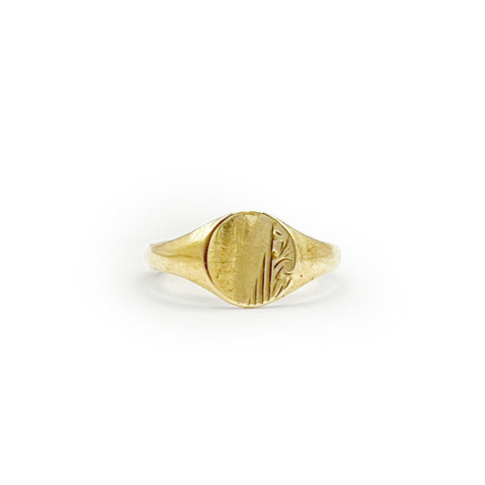 Vintage Small Signet Ring - 9ct Yellow Gold - Sz. 6.75