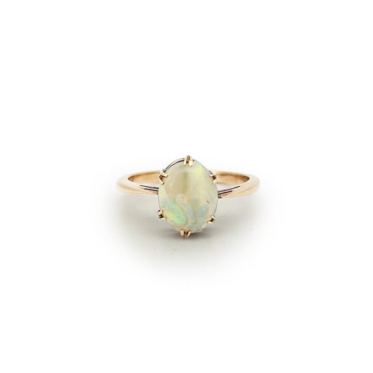 Vintage Opal Cabochon + 9ct Rose Gold Ring - Sz. 7
