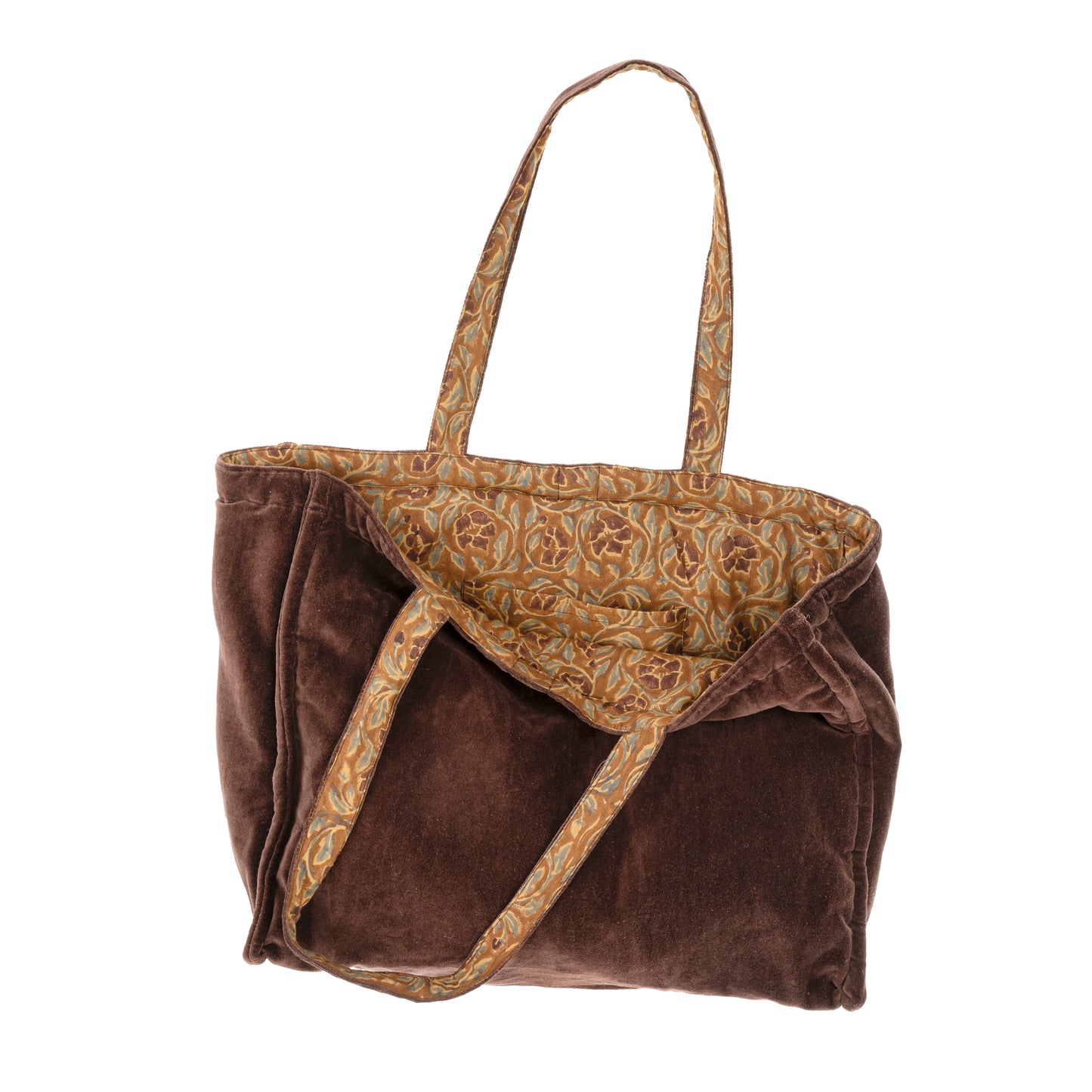 Block Print Velvet Reversible Tote - Sangria