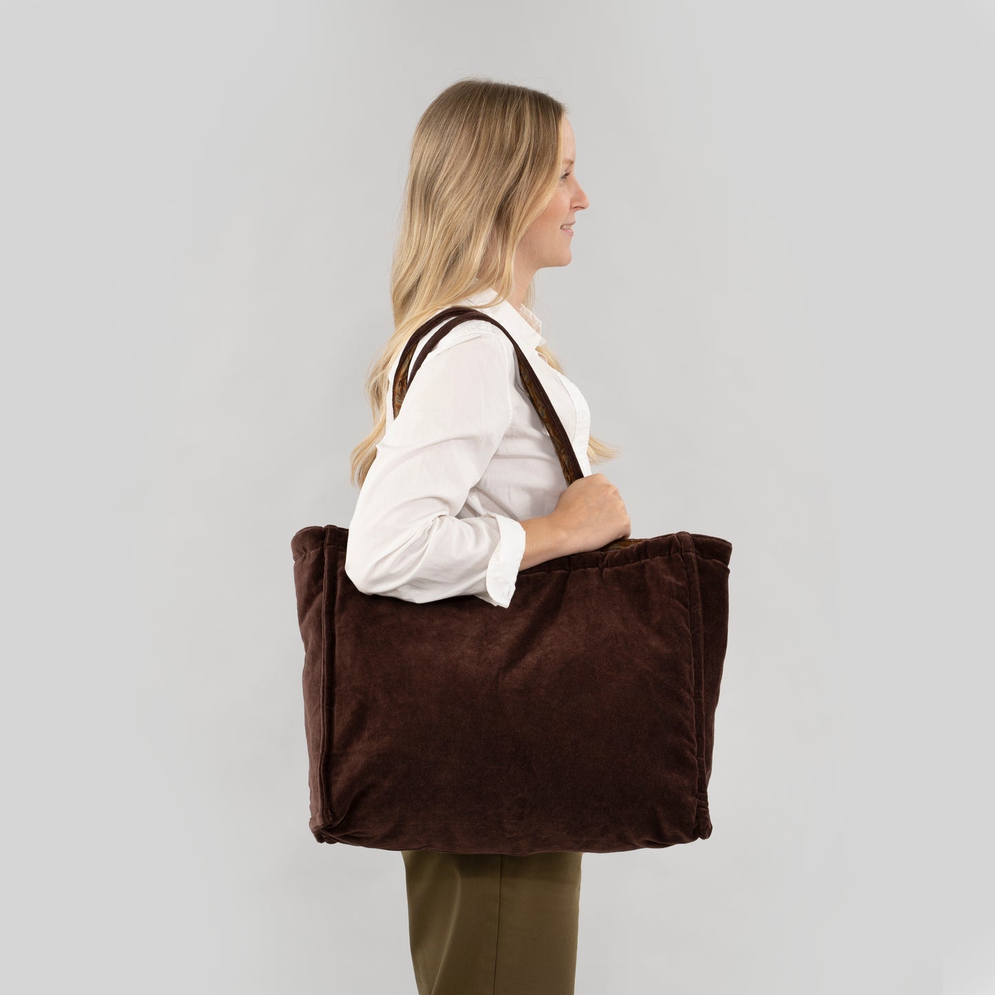 Block Print Velvet Reversible Tote - Sangria
