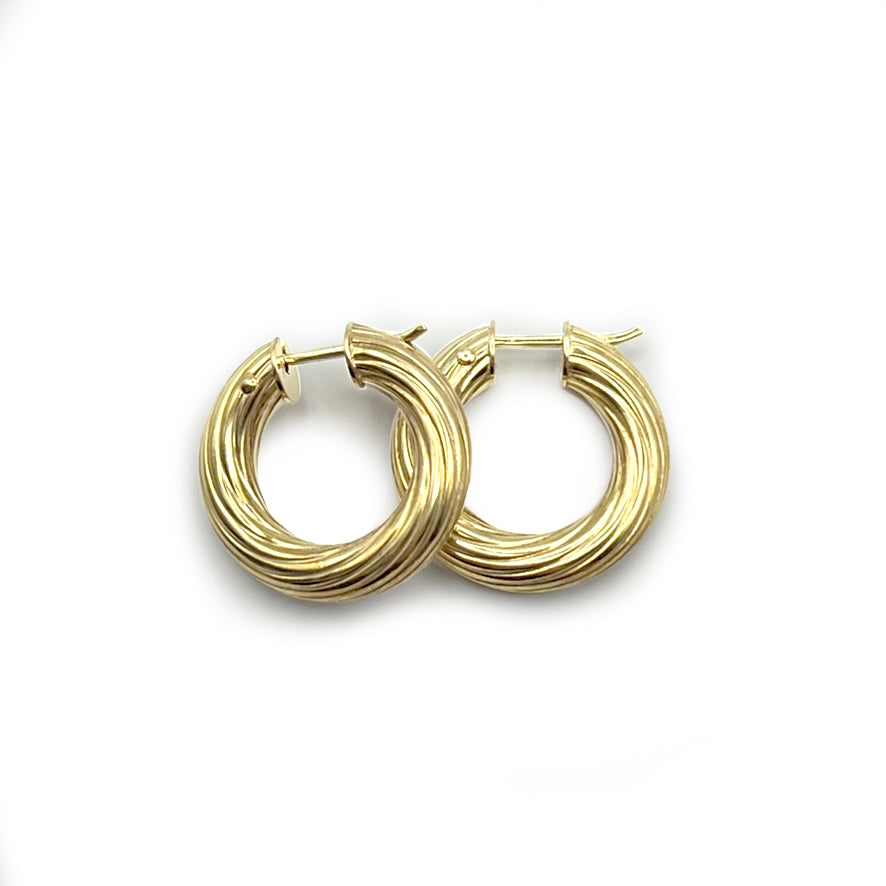 Vintage Twist Hoop Earrings - 9ct Yellow Gold