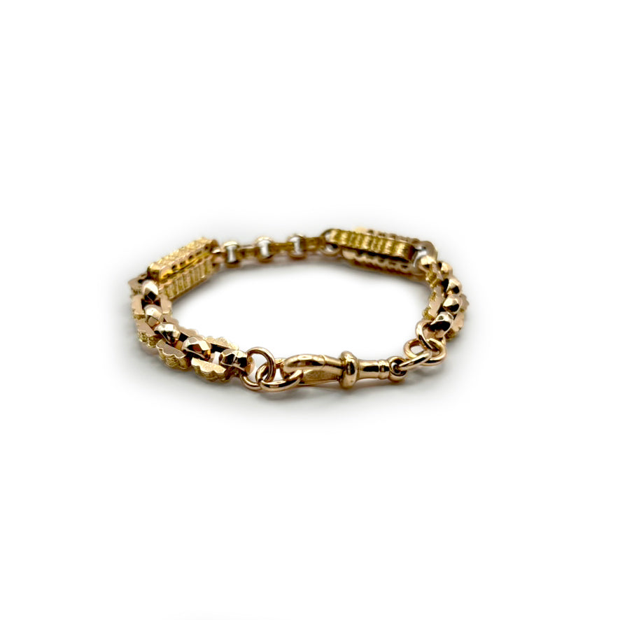 Antique Victorian Albert Chain Bracelet - 9ct. Rose Gold - 8.75"L