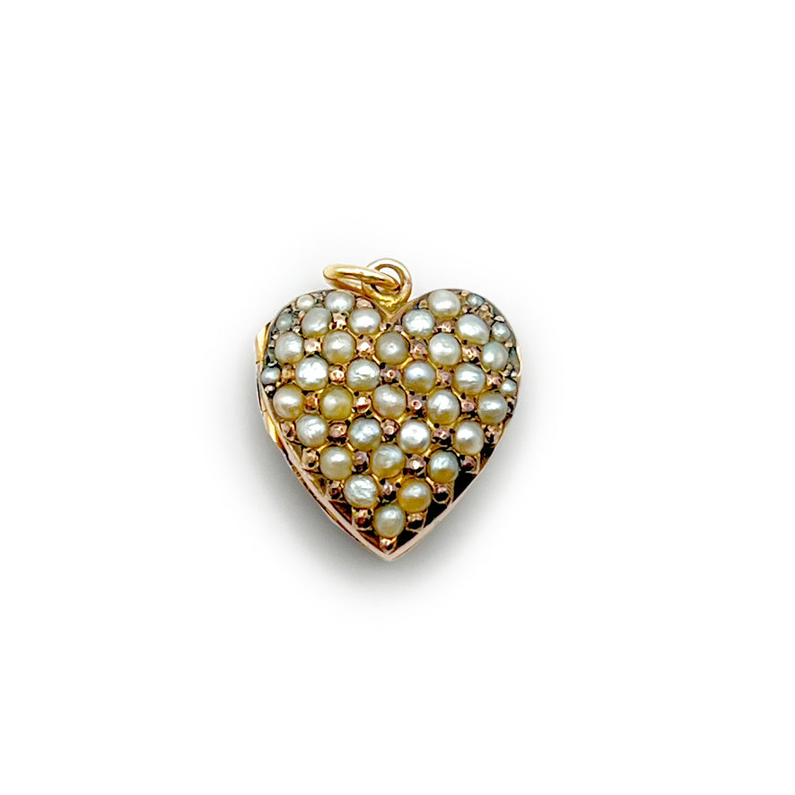 Antique Victorian Pearl Heart Locket - 9ct Rose Gold