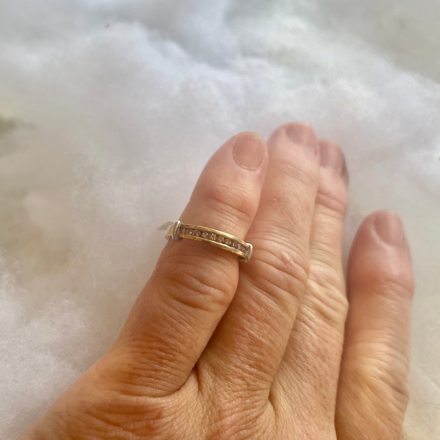 Estate Diamond + 10k Yellow Gold Half Eternity Ring - Sz. 6.25