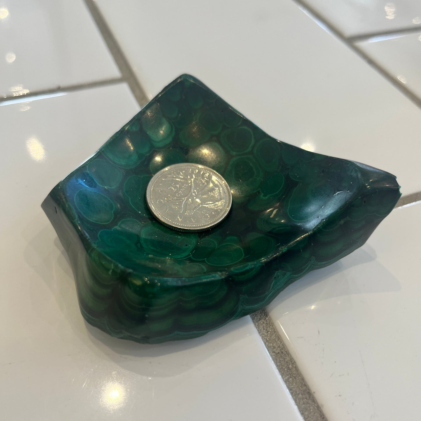 Antique Organic Malachite Bowl