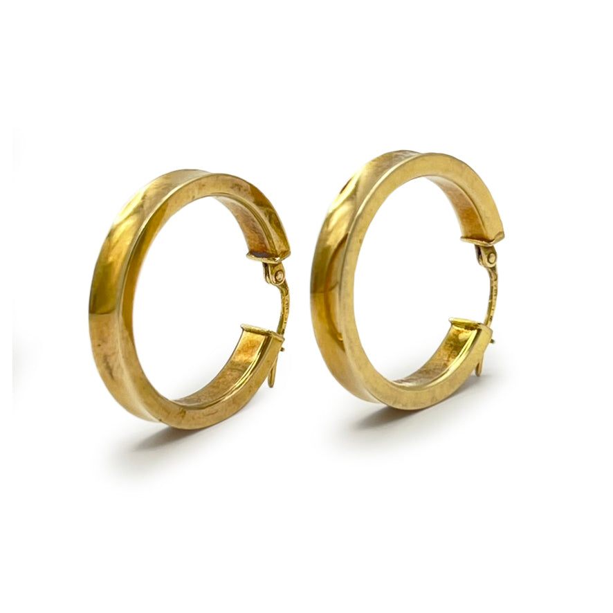 Vintage Concave Hoop Earrings - 9ct Yellow Gold