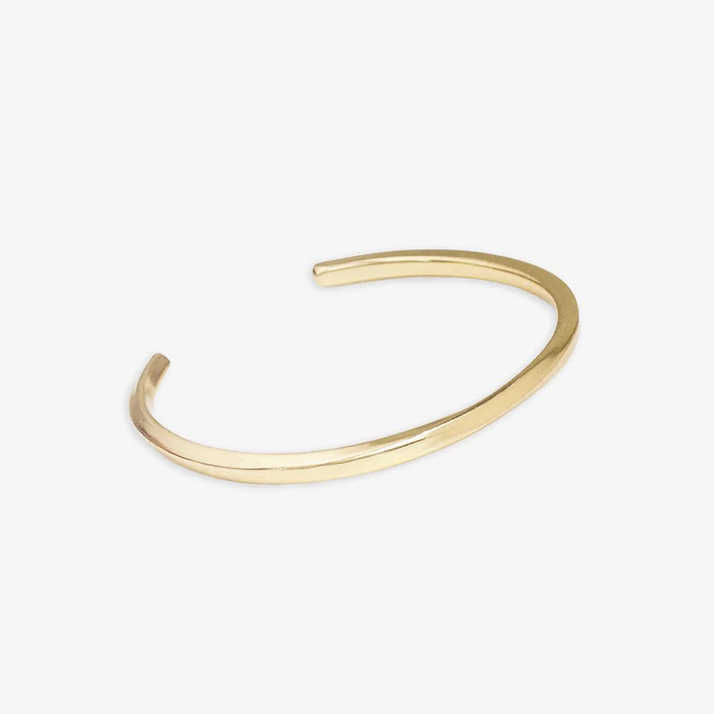 Millie Twisted Bar Thin Cuff Bracelet - Brass