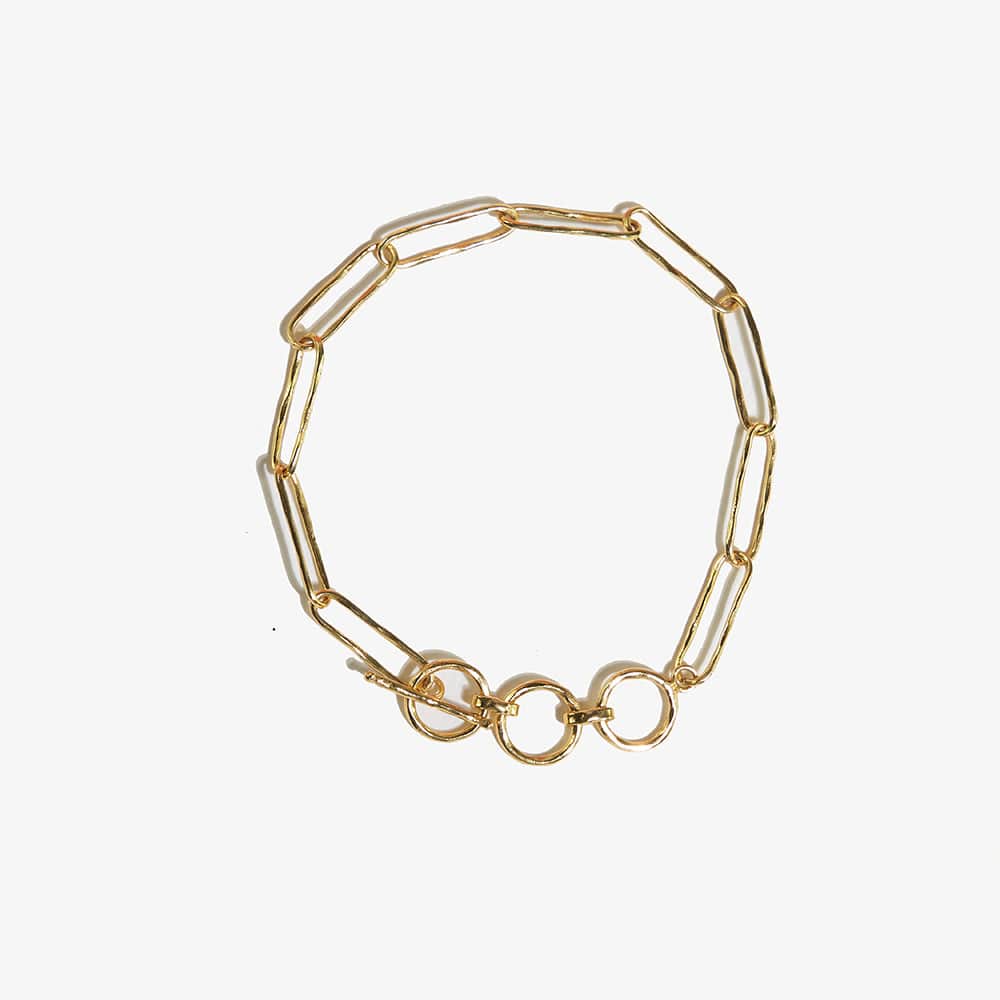 Joanne Brass Paperclip Chain Bracelet with Toggle Closure - 18K Gold Plated