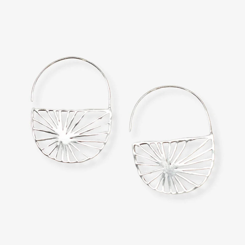 Maggie Sunburst Hoop Earrings - Silver