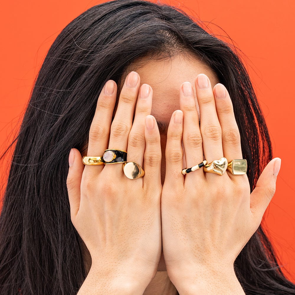 Poppy Brass Heart Statement Ring - 18k Gold Plated - Size 7