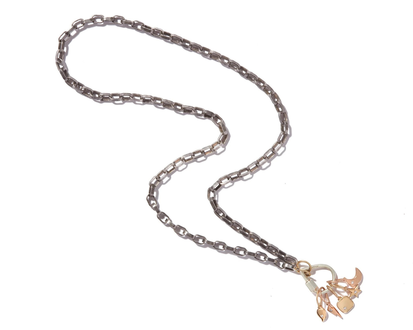 Biker Chain with Yellow Gold Loops - 16''