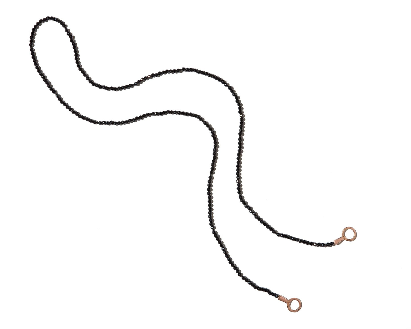 Black Spinel Itty Bitty Strand with Yellow Gold Loops - 16''