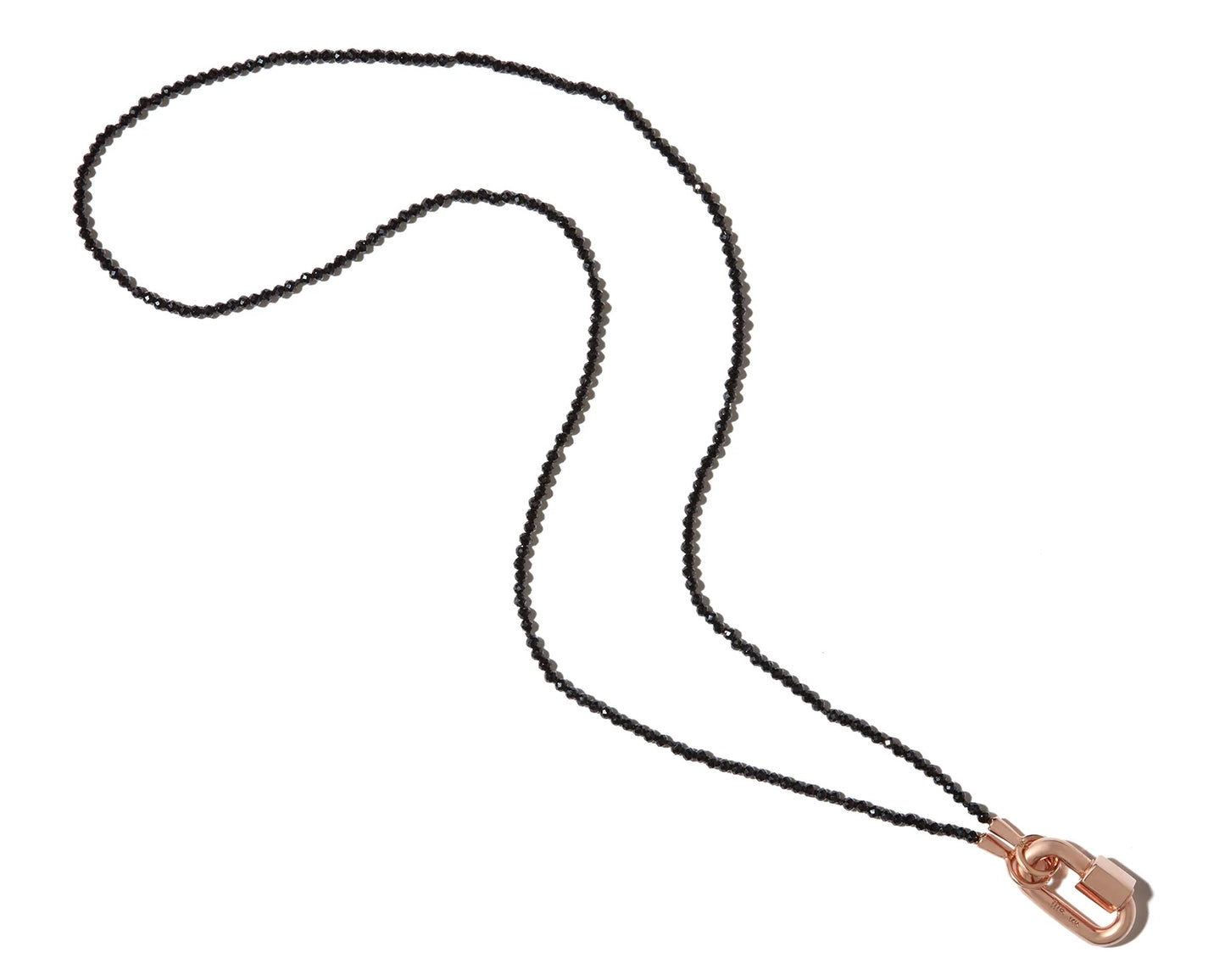 Black Spinel Itty Bitty Strand with Yellow Gold Loops - 16''