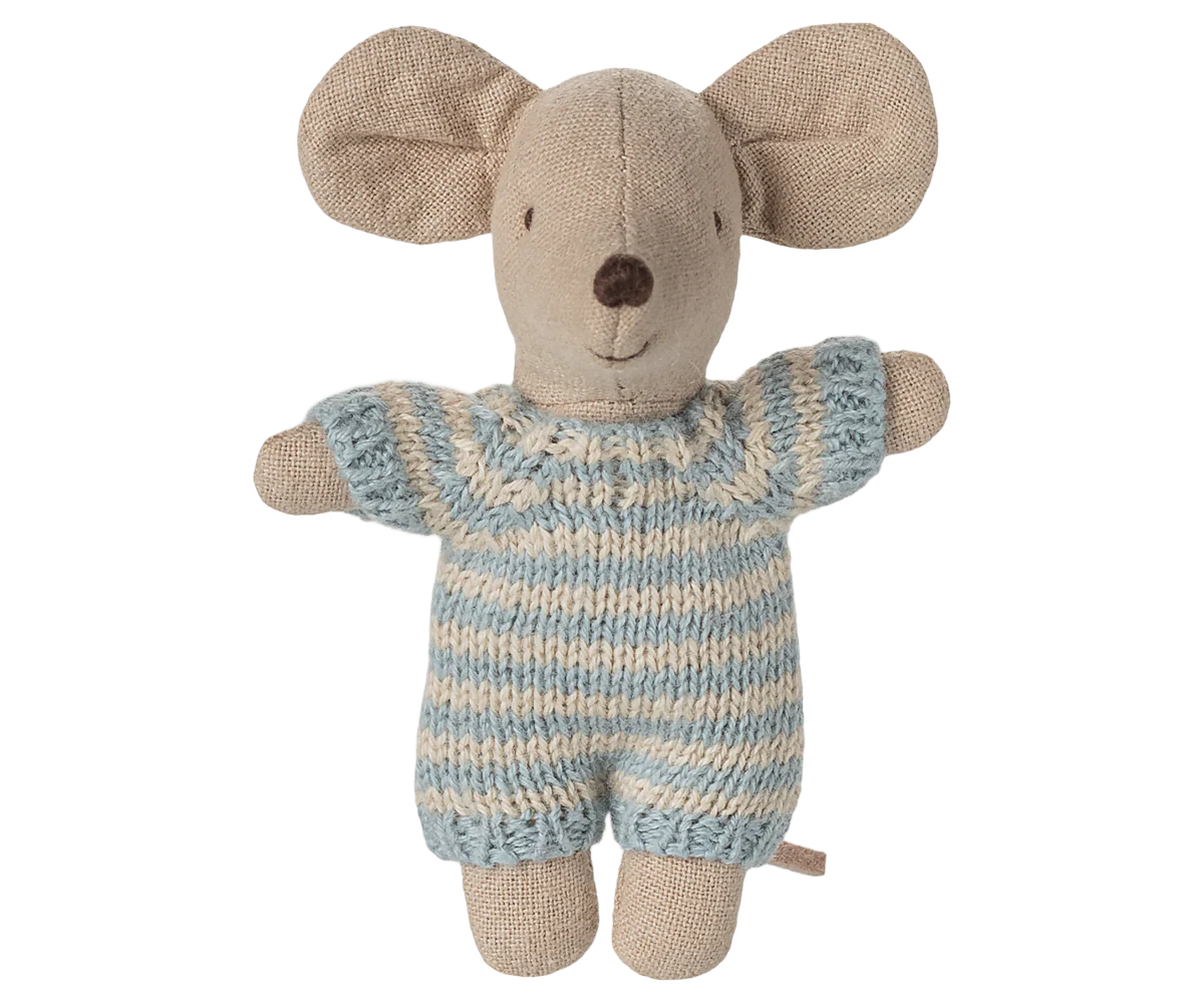 Pre-Order: Mid September - Baby Mouse in Carry Cot - Blue