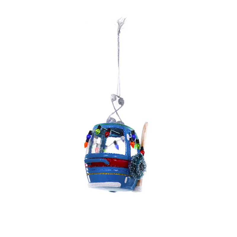 SKI SLOPE GONDOLA ORNAMENT - BLUE