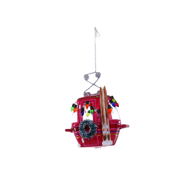 SKI SLOPE GONDOLA ORNAMENT - RED