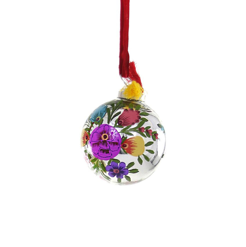 FOLK GARDEN BAUBLE ORNAMENT - SILVER