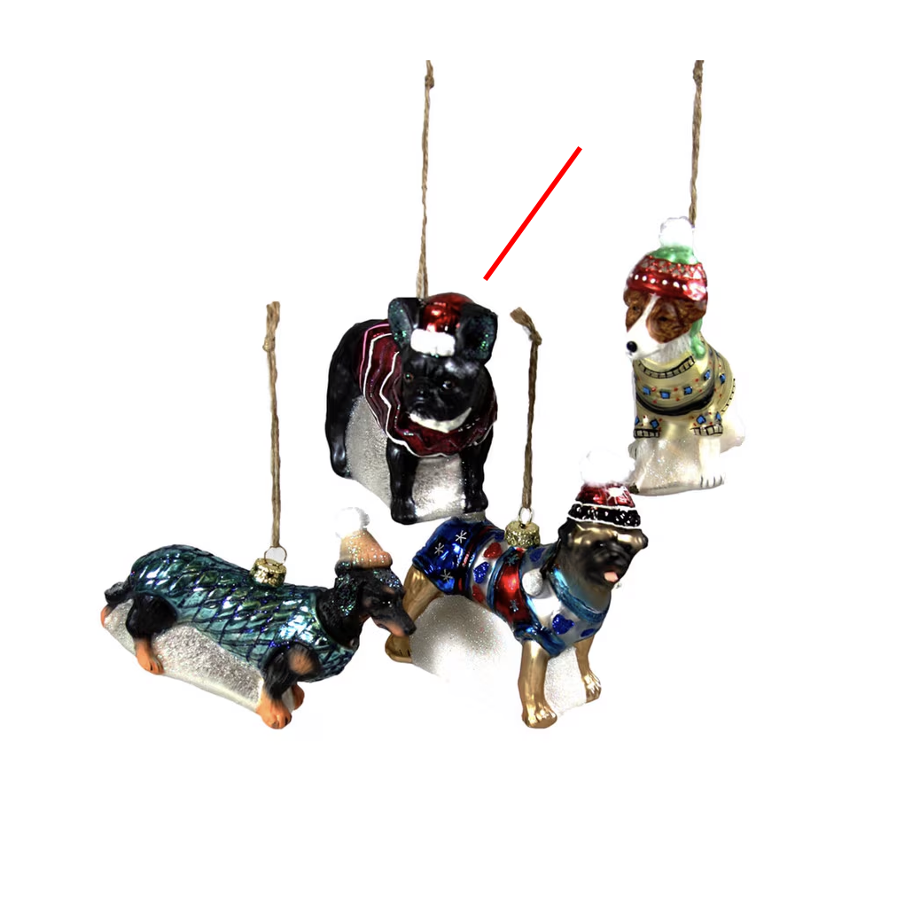 BUNDLED UP DOG ORNAMENTS - FRENCHIE