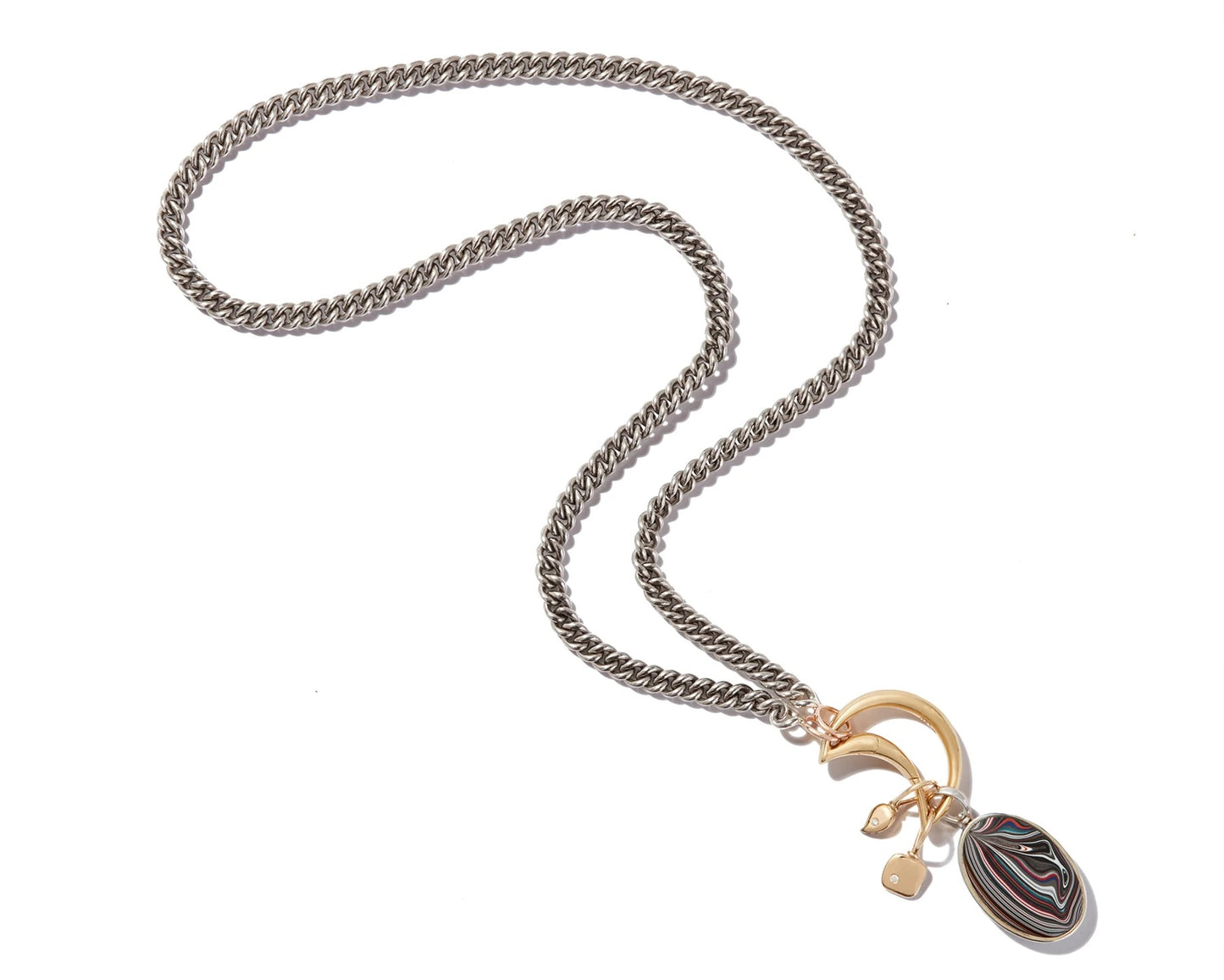 Heavy Curb Chain with Yellow Gold Loops - 16''