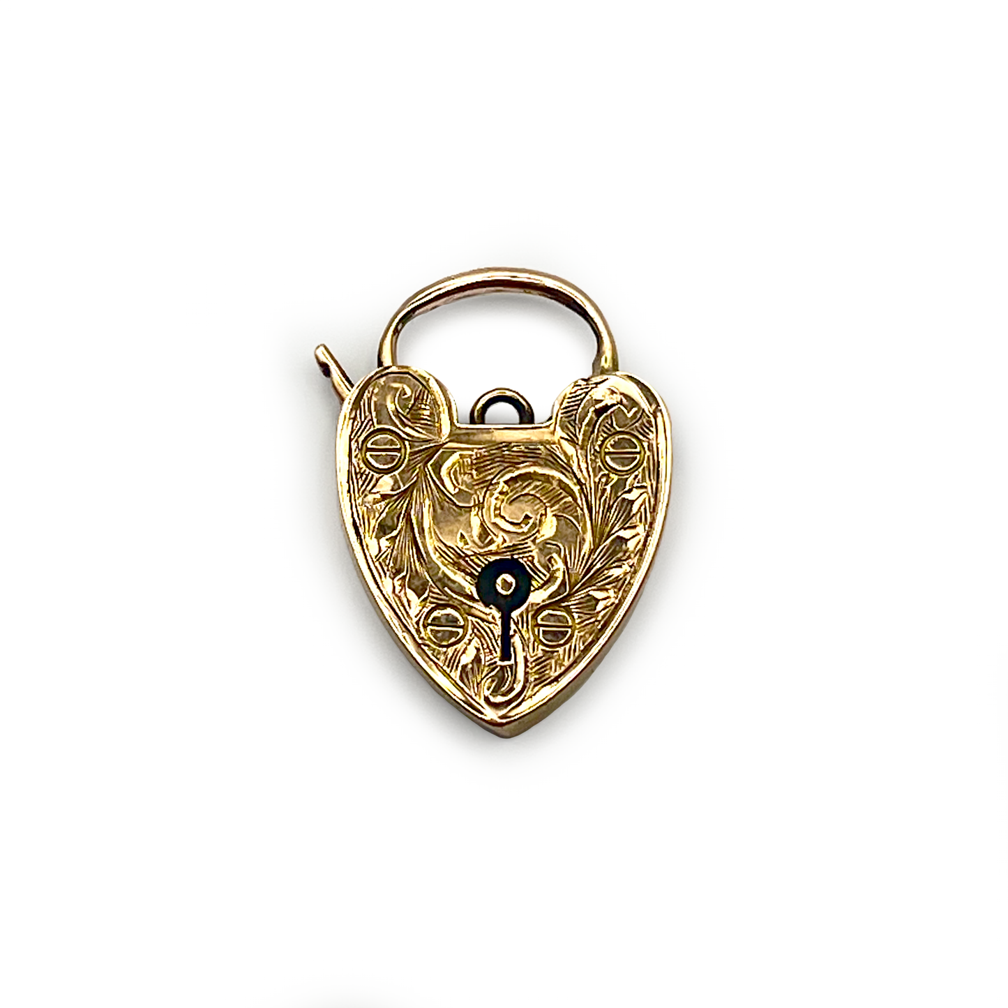 Vintage Large Engraved Heart Lock - 9ct Rose Gold