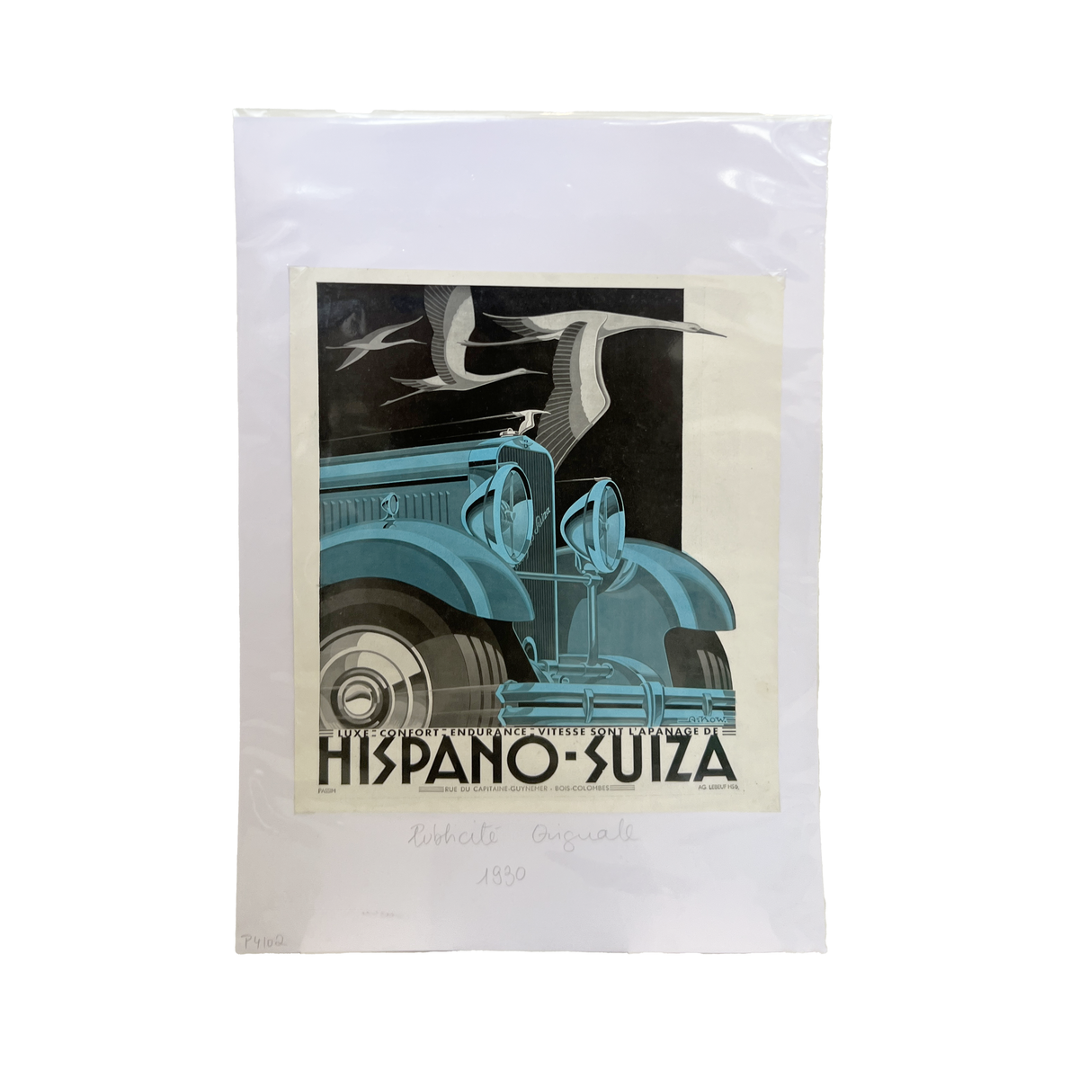 Vintage Hispano-Suiza Car Advertisement Print