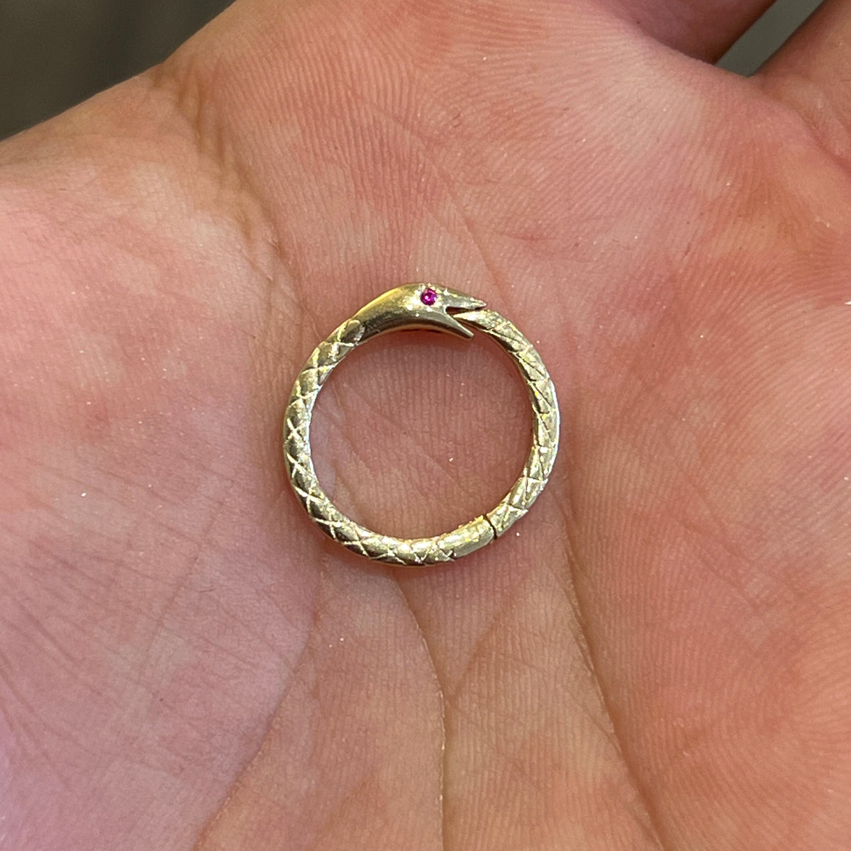 Estate Ruby + 9k Yellow Gold Snake Connecter
