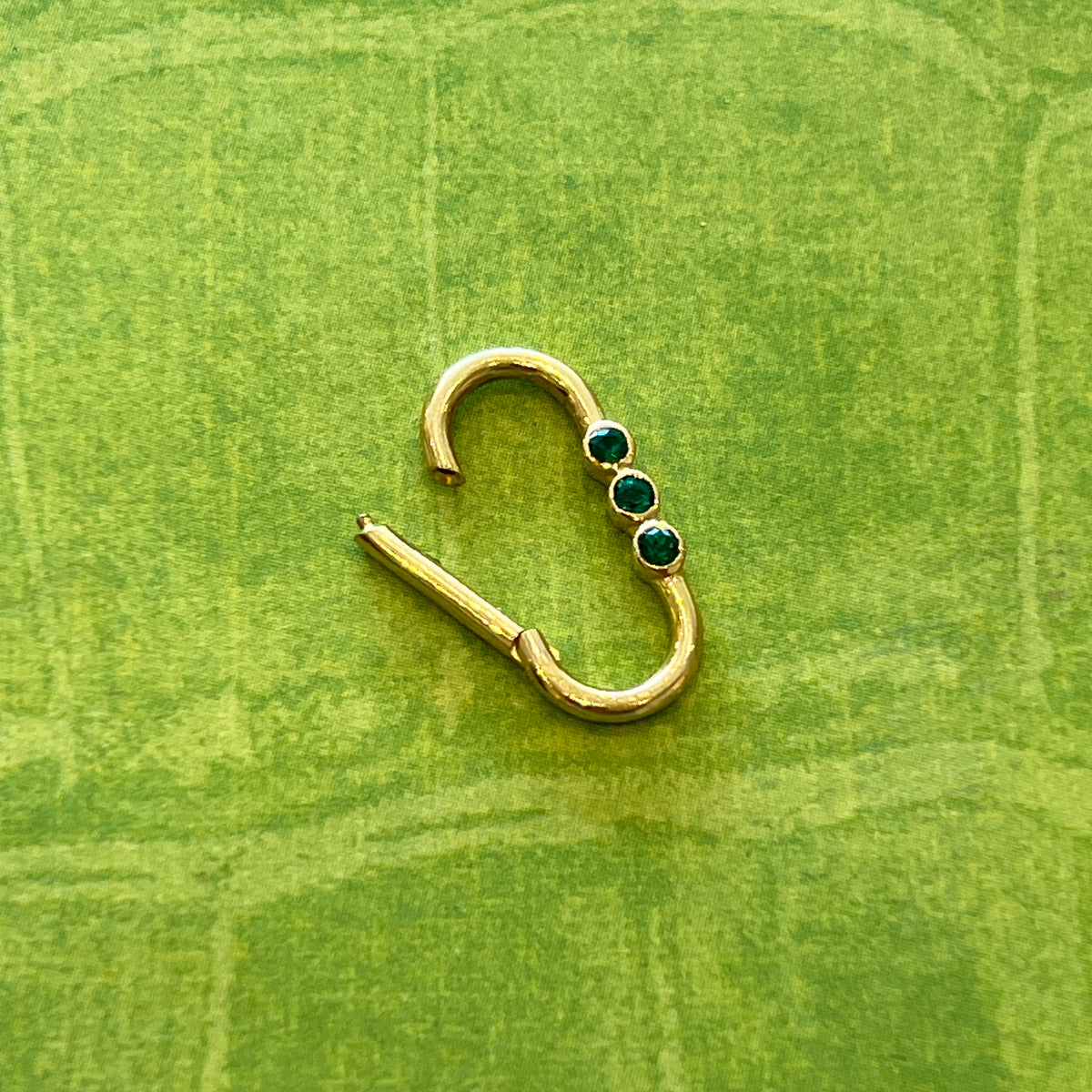 Estate Three Emerald + 14k Yellow Gold Connecter