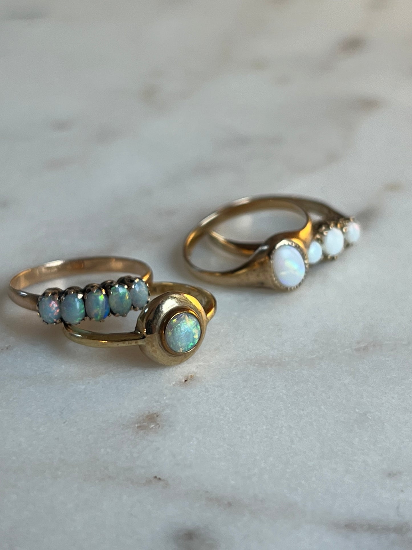 Vintage Opal + 18ct. Yellow Gold UFO Ring - Sz. 6.5