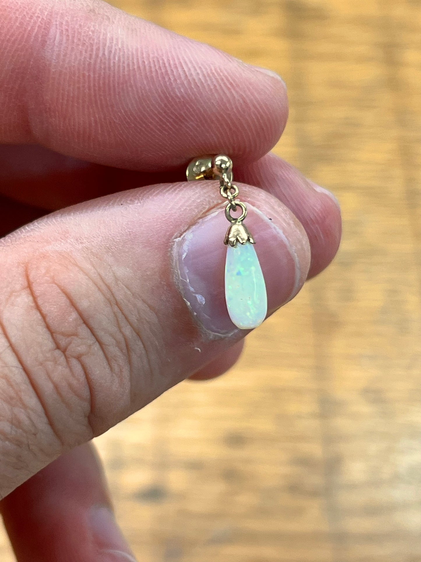 Vintage Opal + 9ct Yellow Gold Chain Drop Earrings