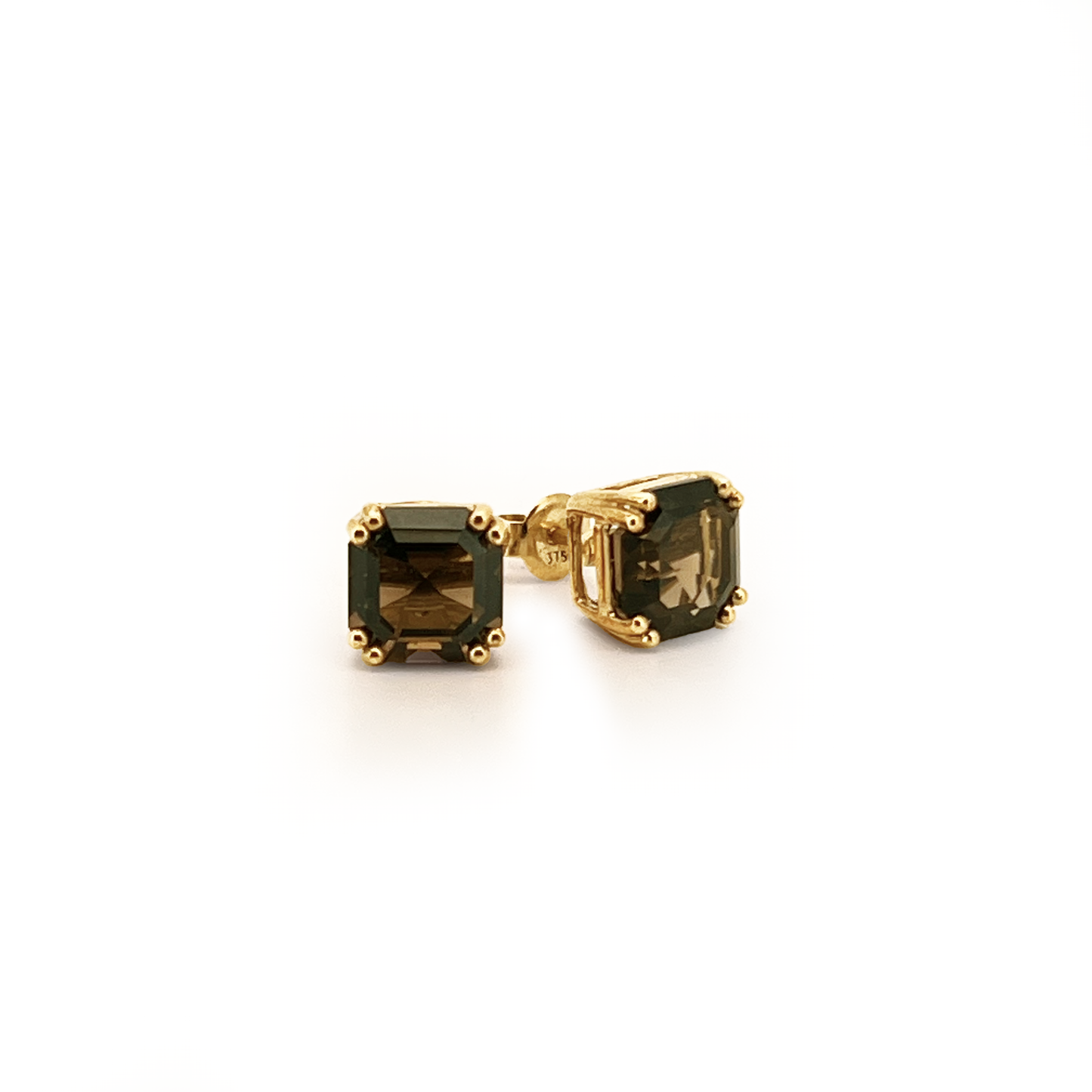 Vintage Smoky Topaz + 9ct Yellow Gold Earrings