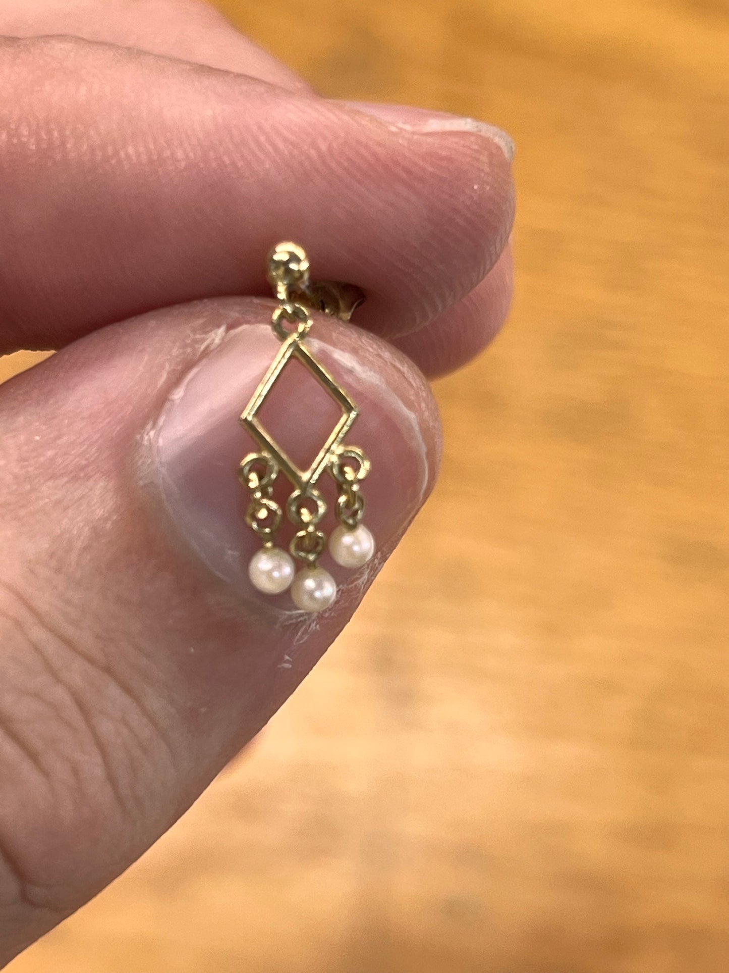 Vintage Seed Pearl + 9ct Yellow Gold Chandelier Earrings