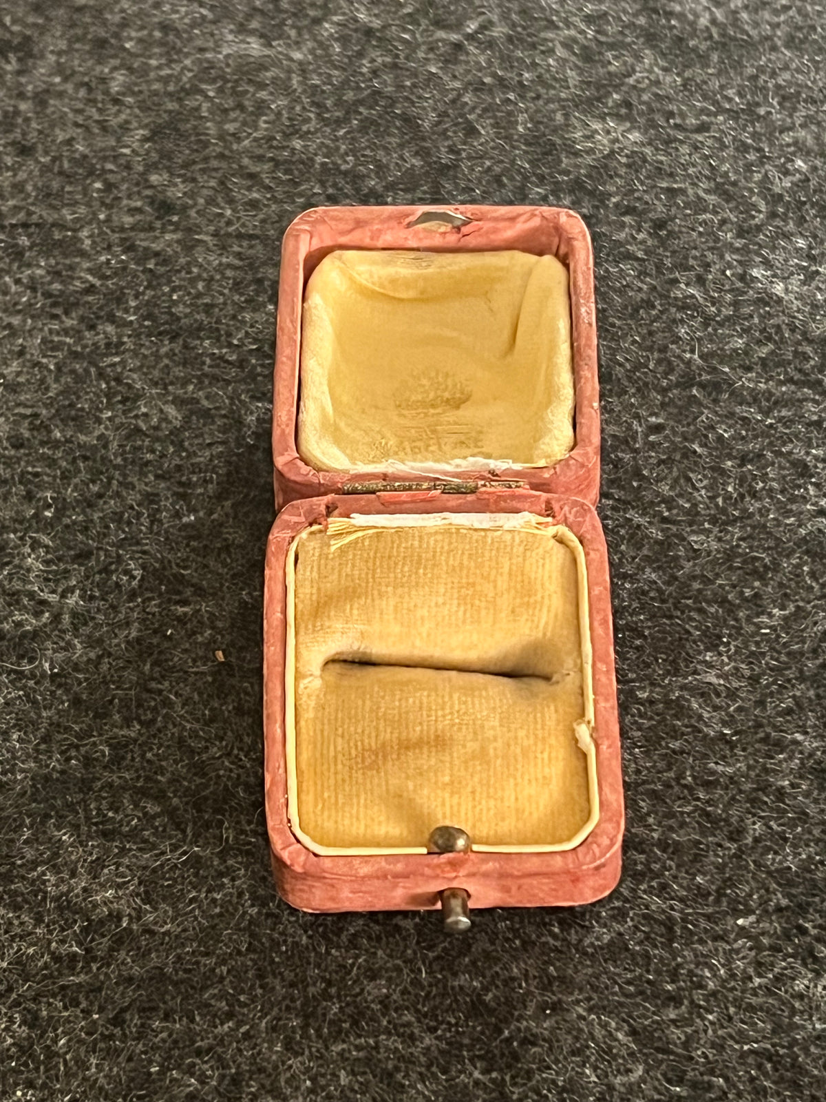 Antique Pink Leather Russian Ring Box