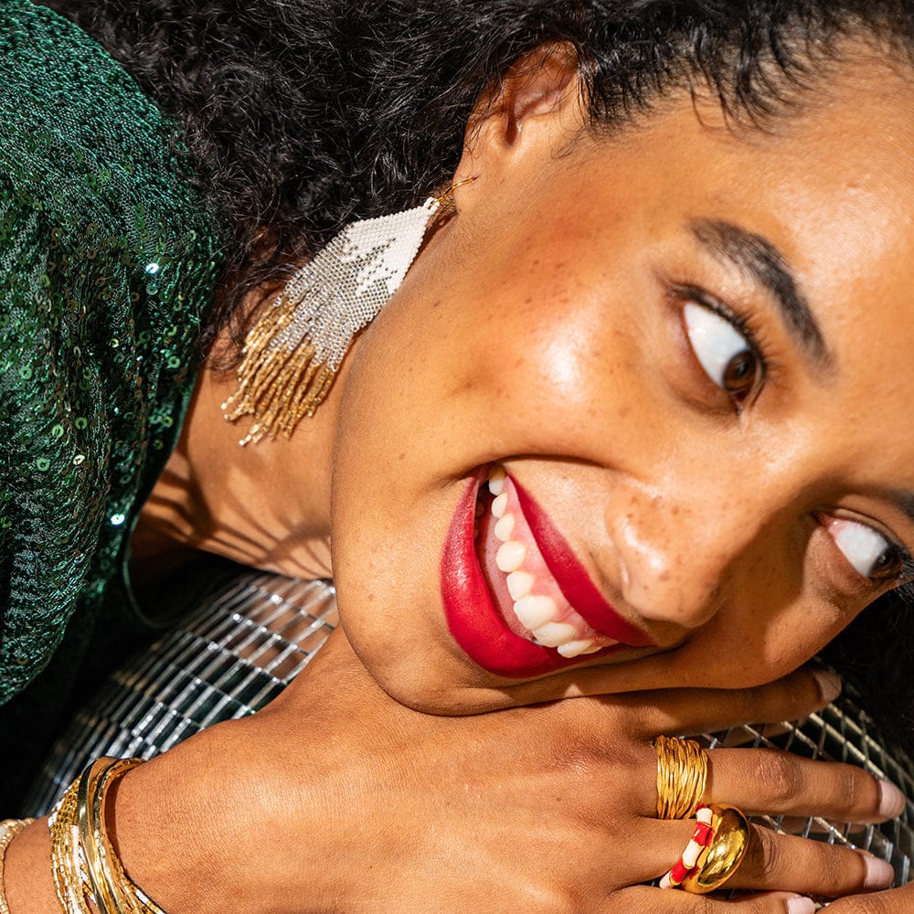 Claire Ombre Beaded Fringe Earrings - St Mortiz