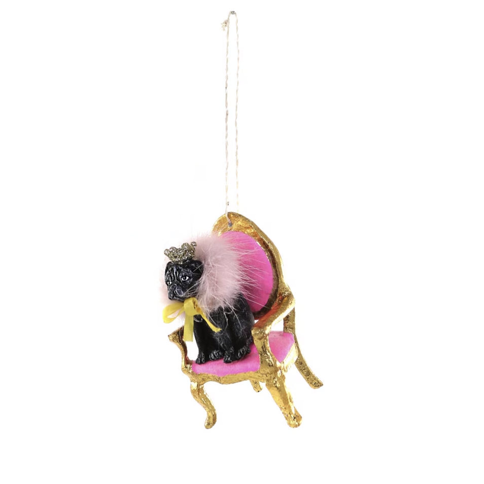 REGAL PUG ORNAMENT - BLACK