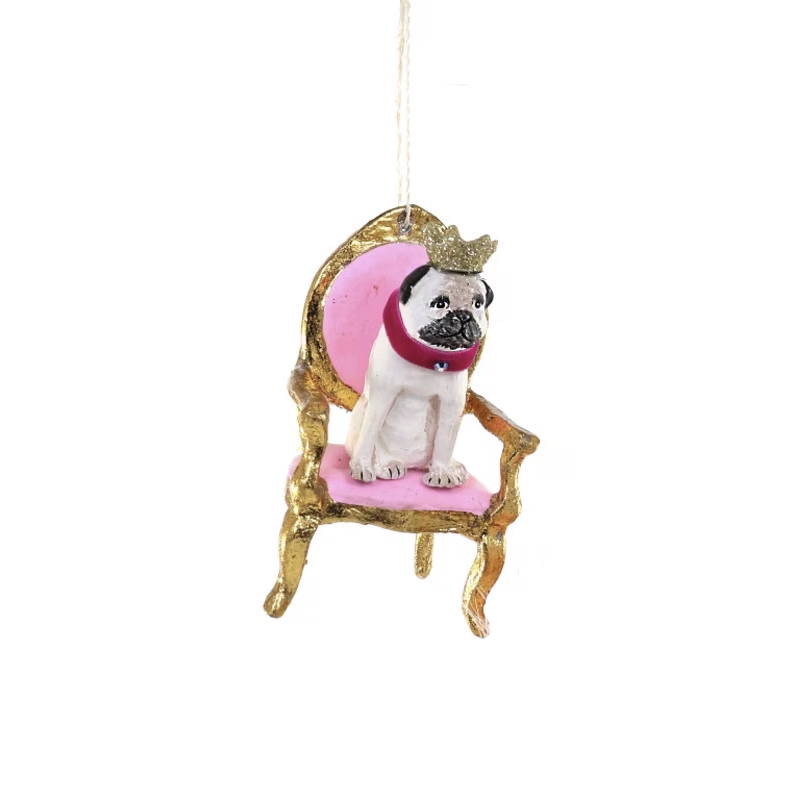 REGAL PUG ORNAMENT - WHITE