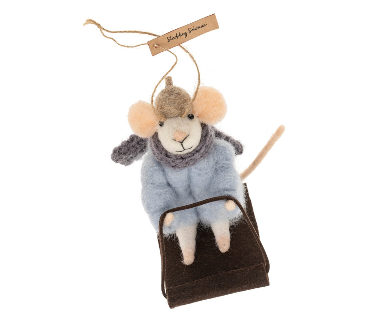 Sledding Soloman Mouse Ornament