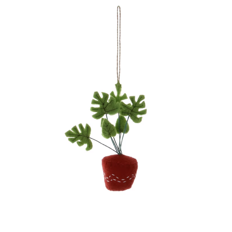 FELT POTTED PLANT ORNAMENT - MONSTERA