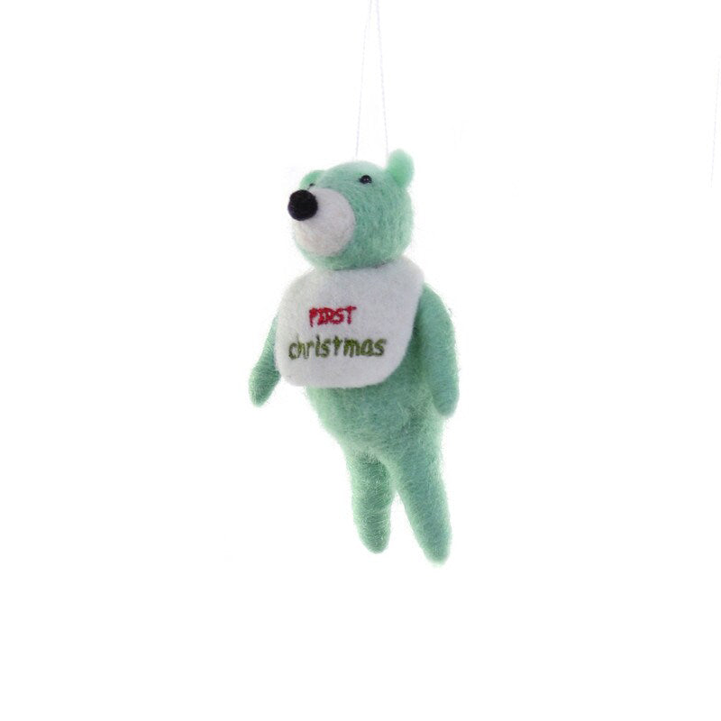 BABY'S FIRST CHRISTMAS BEAR ORNAMENT - GREEN