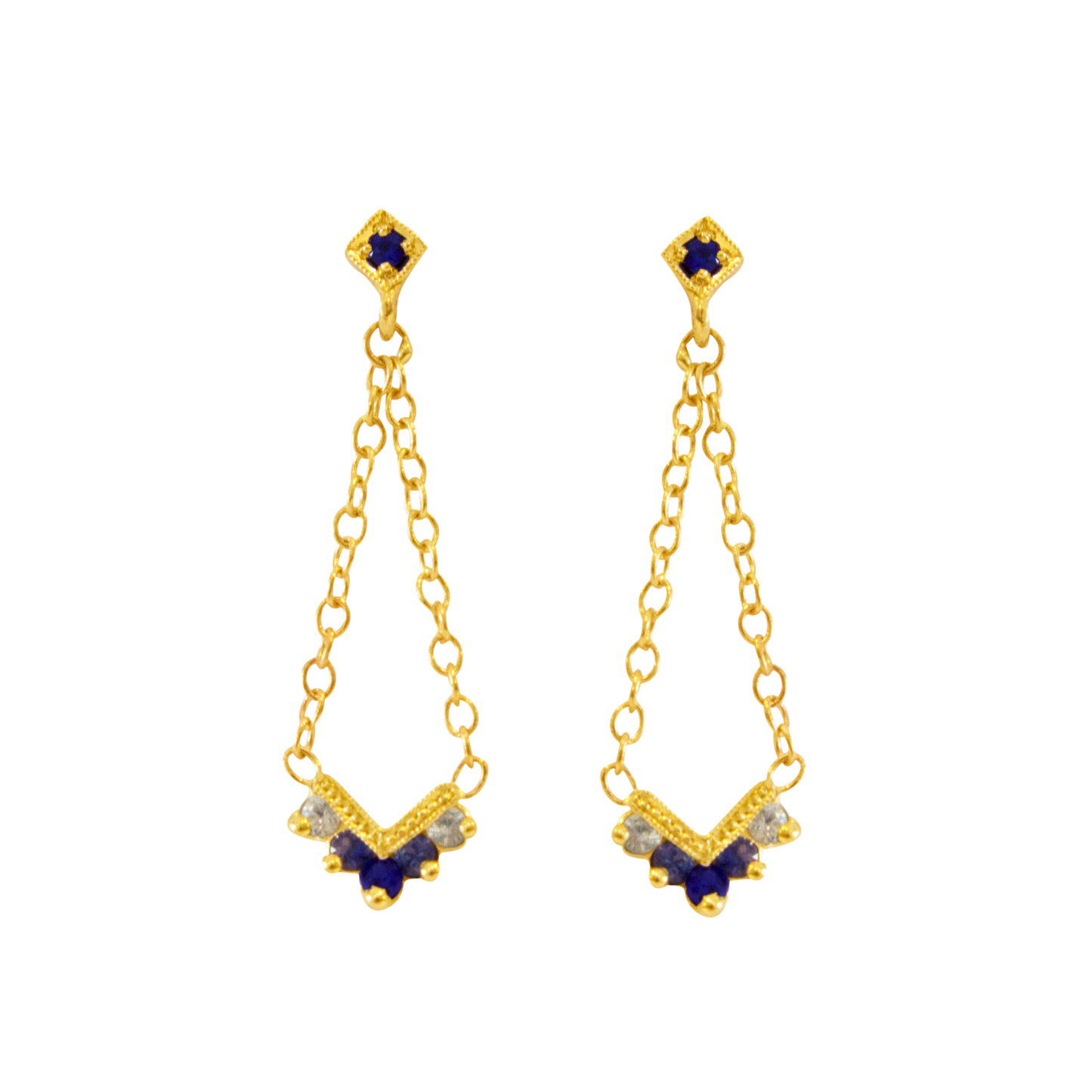 Chevron Blue Ombre Chandelier Earrings
